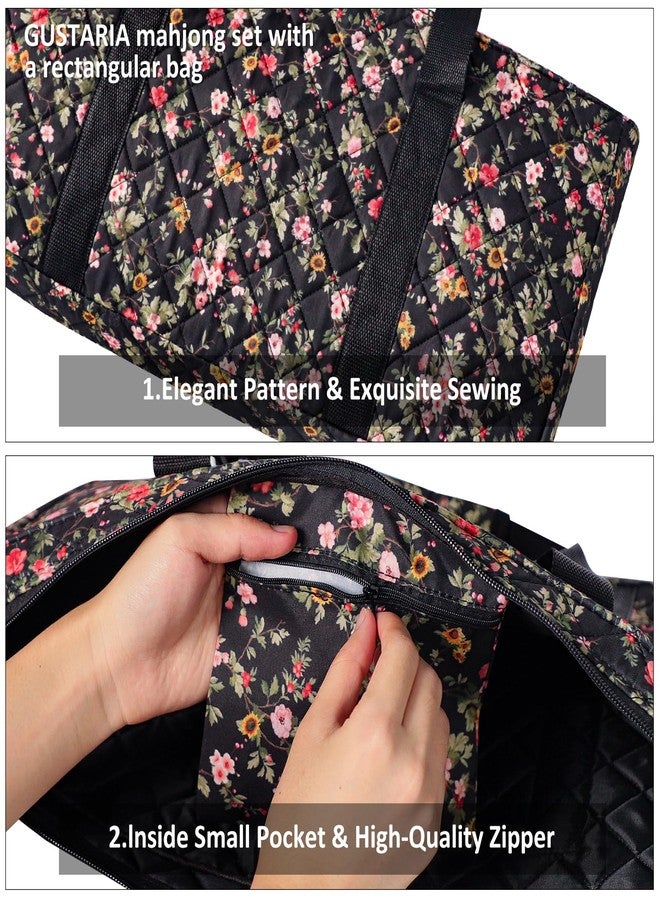 GUSTARIA American Mahjong Game Set, 166 Premium White Tiles, 4 All-in-One Color Rack/Pushers, Complete Mahongg Tile Set，Flower Printed Carrying Bag (Rectangular, Black) - Image 5